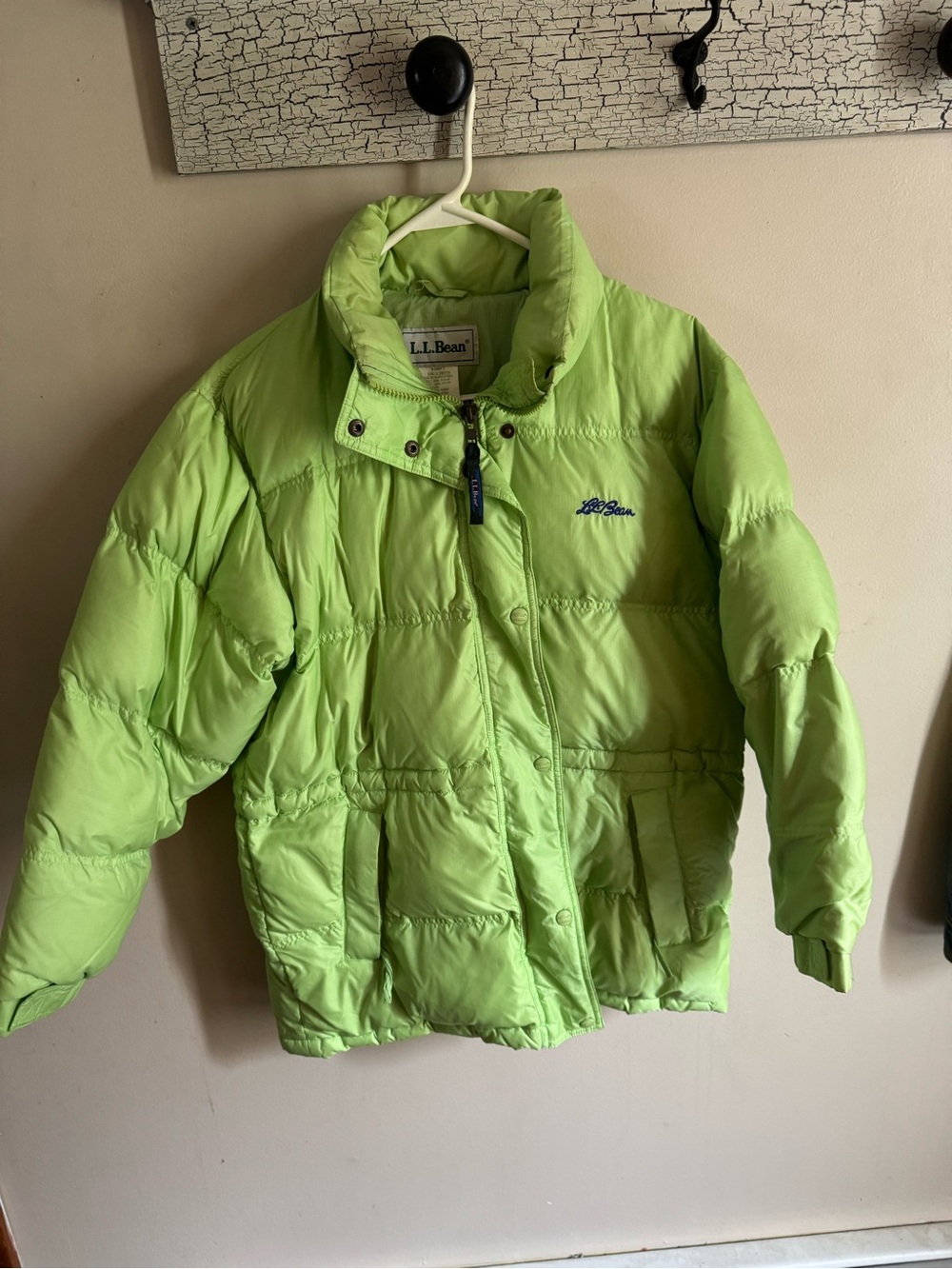 L.L. Bean Lime Green Puffer Jacket Goose Down
